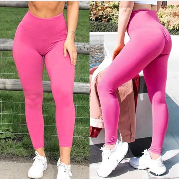 Women Leggings Booty Scrunch Round High Waist Butt Yoga Legging Fitness Pants - Picture 6 of 10
